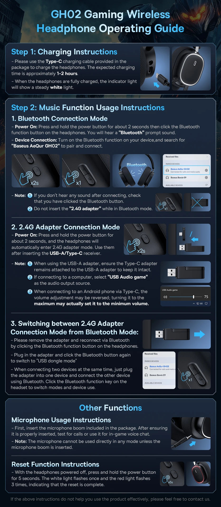 Baseus GH02 Gaming Wireless Headphone